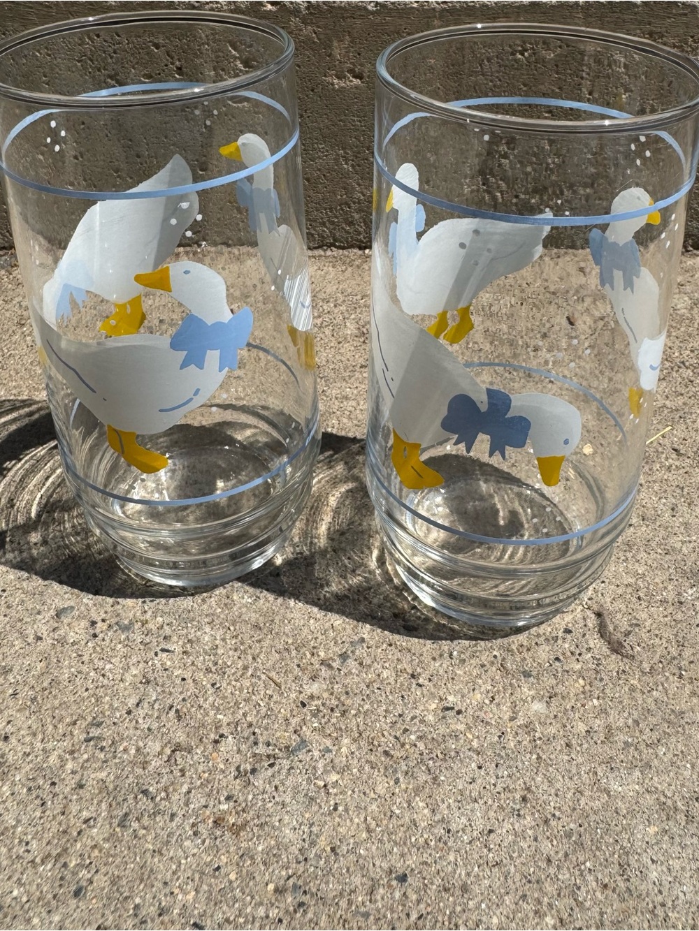 1980s Goose Glasses Vintage Cottage Core Country Kitchen Farmhouse